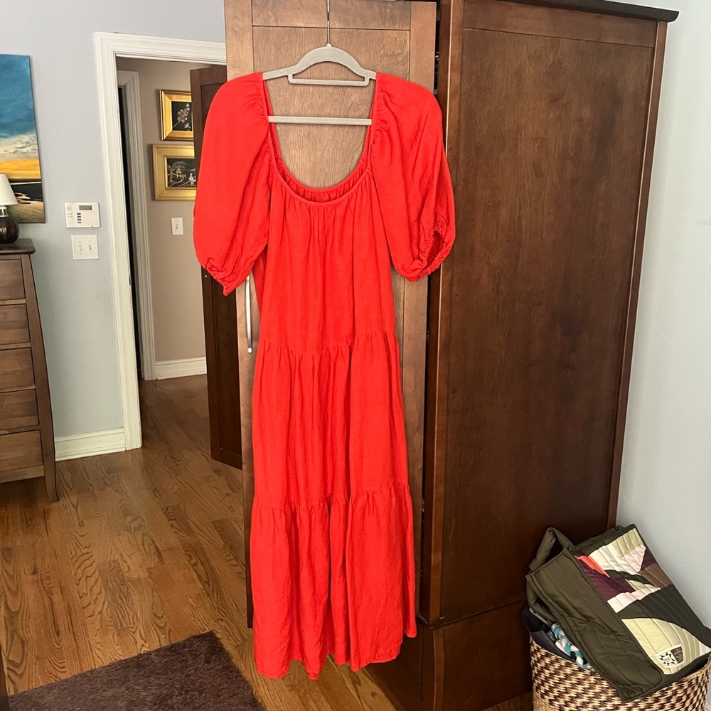 SOLID & STRIPED Puff-Sleeve Banded-Lawn Trapeze Dress - Picture 6 of 11